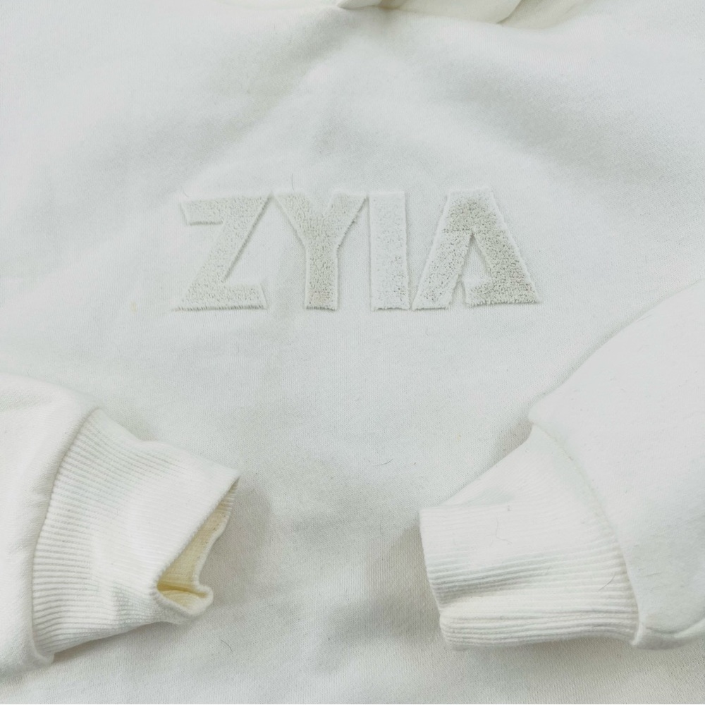 ZYIA Active XS White Activewear Hoodie Pullover Sweatshirt Long Sleeve - Picture 3 of 9
